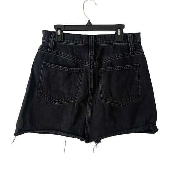 Madewell 27 Denim Frisco Mini Skirt Denim Lunar Wash Black Raw Hem J3510 - Picture 1 of 8
